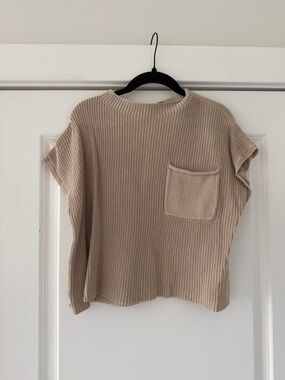 Women's Short-Sleeve Knit Top in Beige